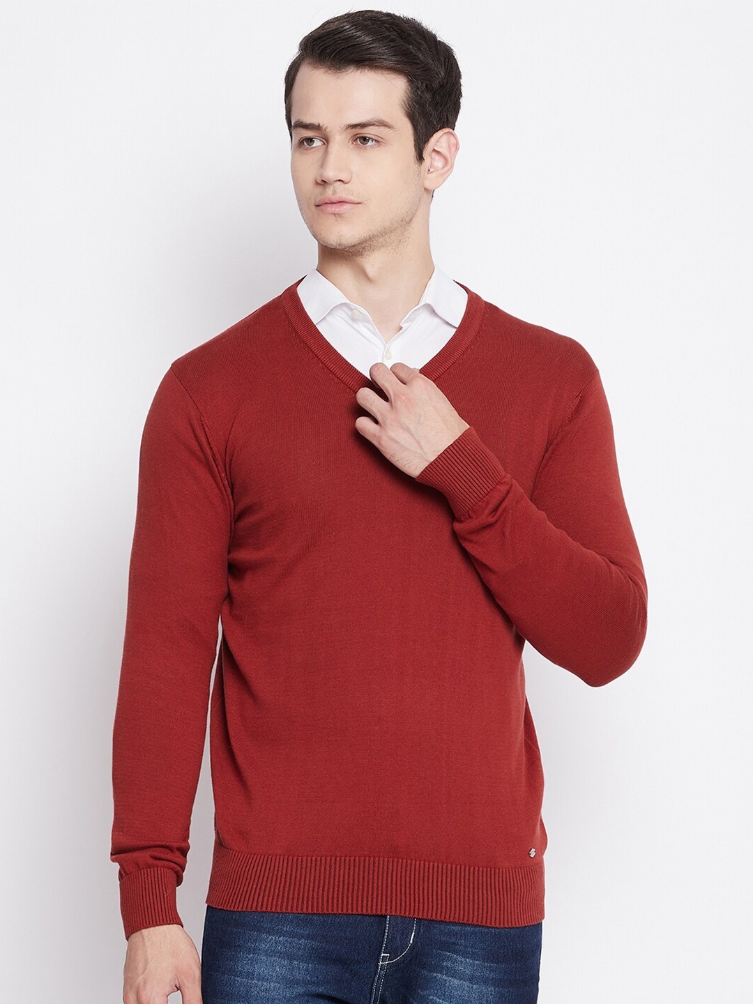 

Octave Men Maroon Cotton Pullover Sweater