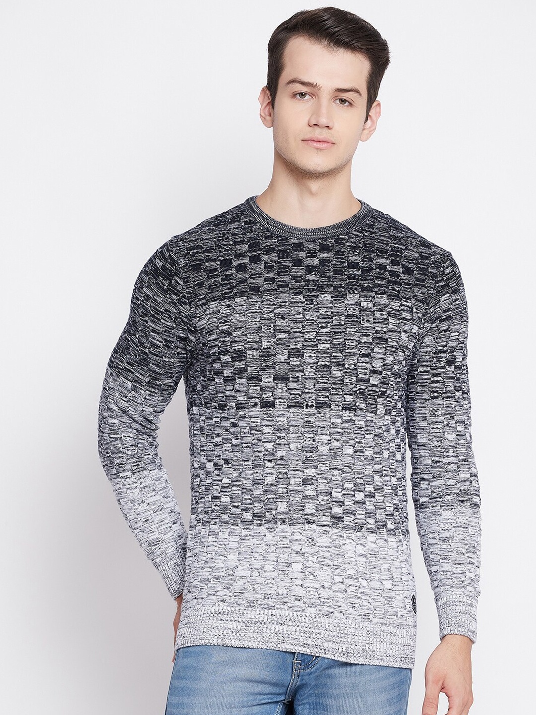 

Octave Men Grey & Black Pullover Sweater