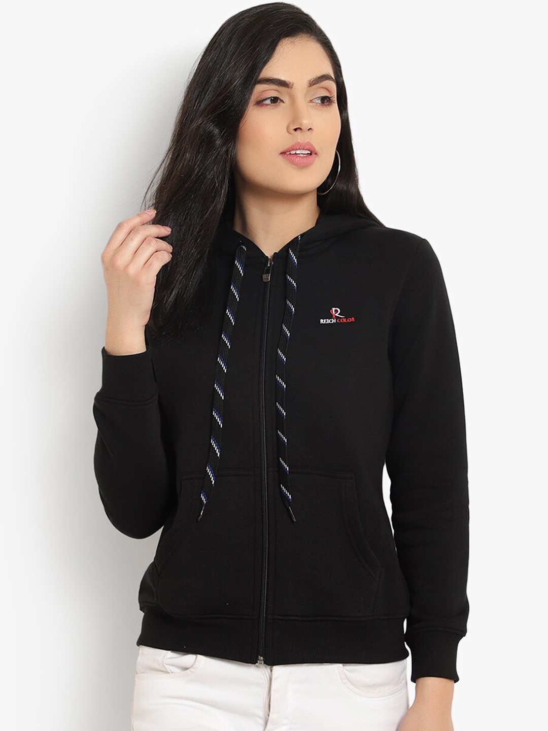 

Reich Color Women Black Hooded Sweatshirt