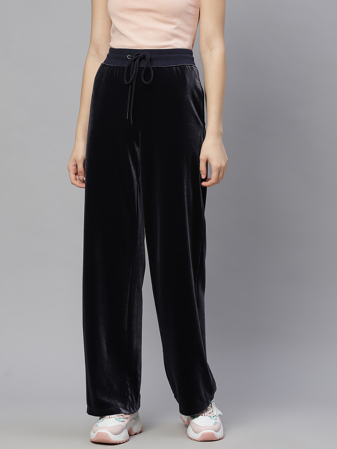 

Marks & Spencer Women Navy Blue Solid Relaxed Fit Trackpants