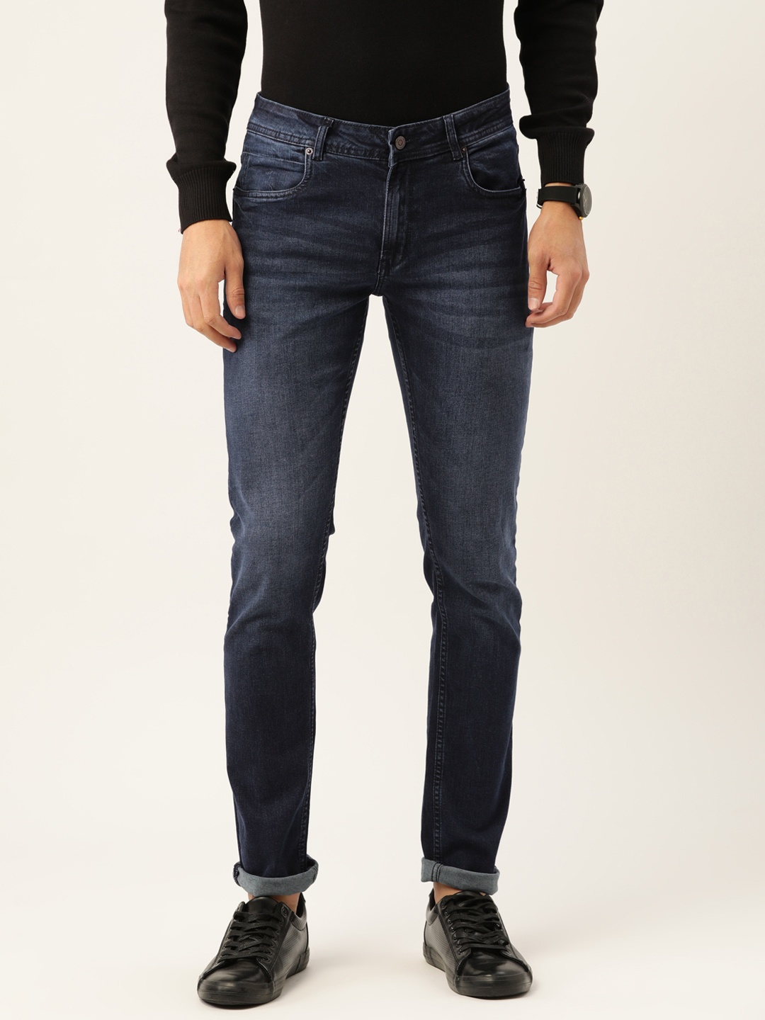

Peter England Casuals Men Navy Blue Slim Tapered Fit Light Fade Stretchable Jeans