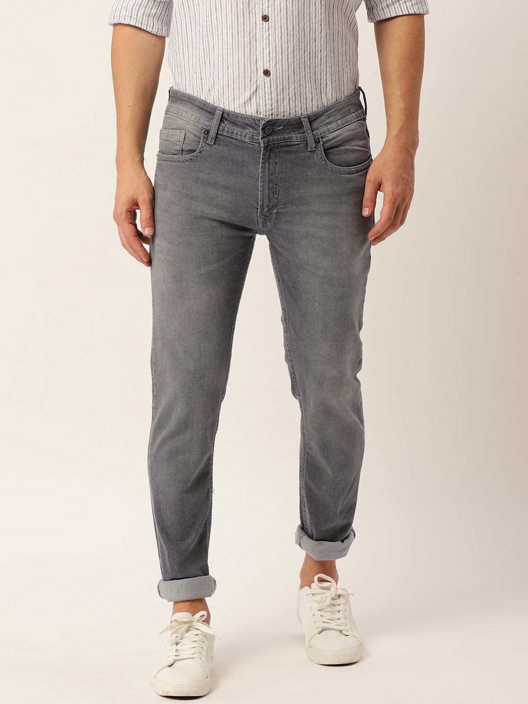 

Peter England Casuals Men Grey Slim Fit Mid-Rise Light Fade Jeans