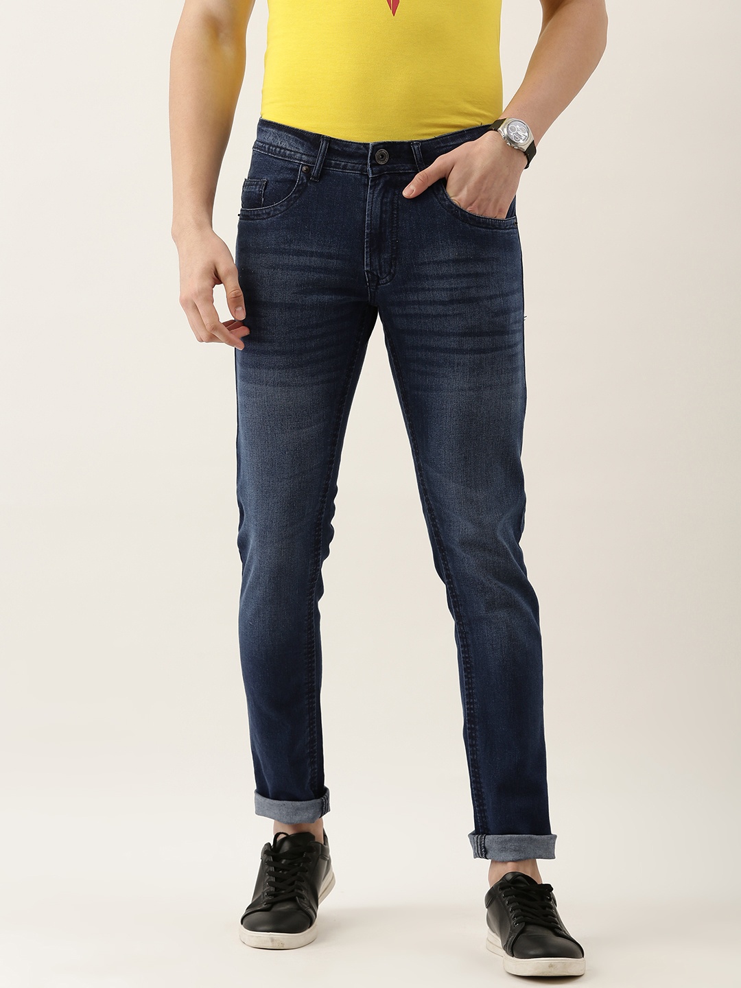 

Peter England Casuals Men Navy Blue Slim Fit Heavy Fade Stretchable Jeans