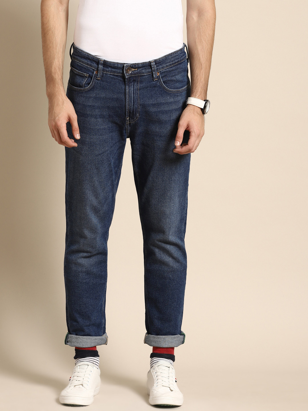 

United Colors of Benetton Men Blue Classic Slim Tapered Fit Light Fade Stretchable Jeans