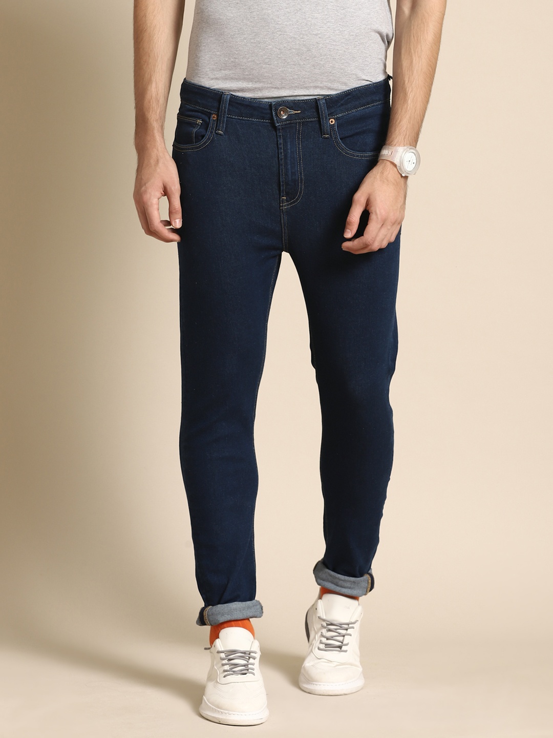 

United Colors of Benetton Men Navy Blue Carrot Fit Stretchable Jeans