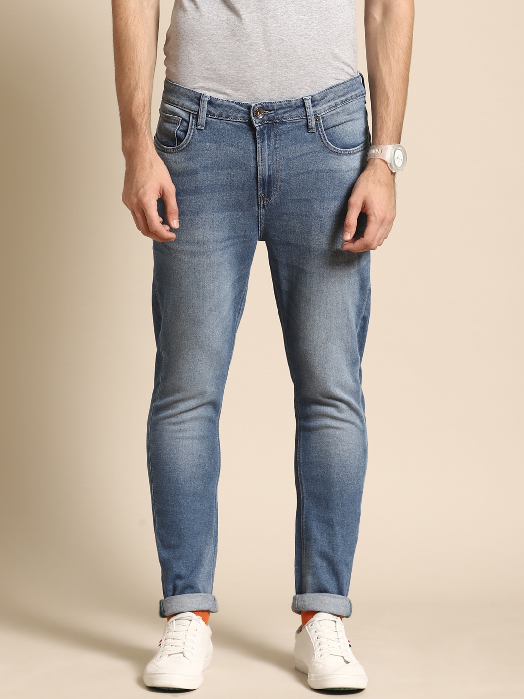 

United Colors of Benetton Men Blue Carrot Fit Stretchable Jeans
