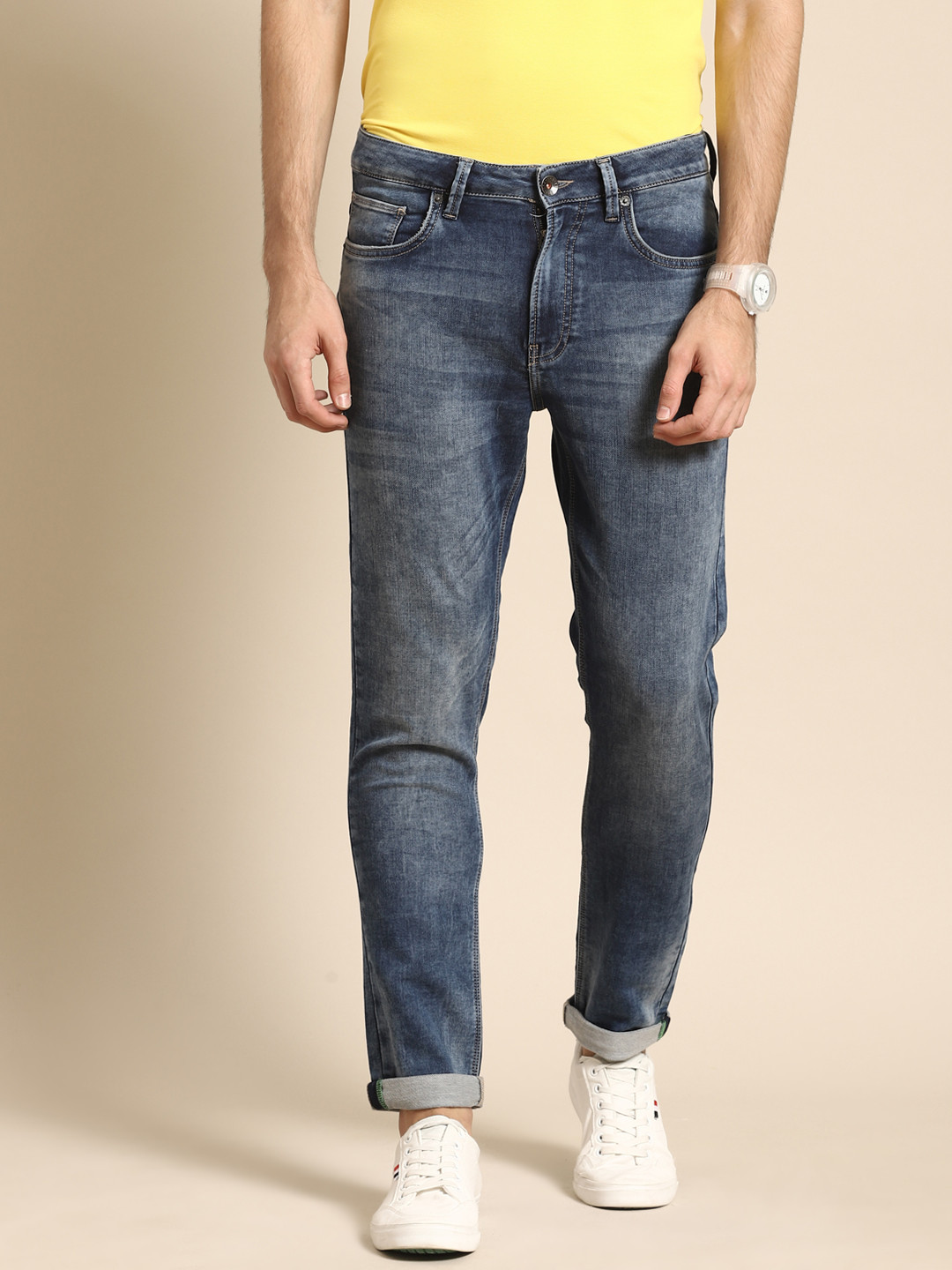 

United Colors of Benetton Men Blue Skinny Fit Towel Wash Stretchable Jeans