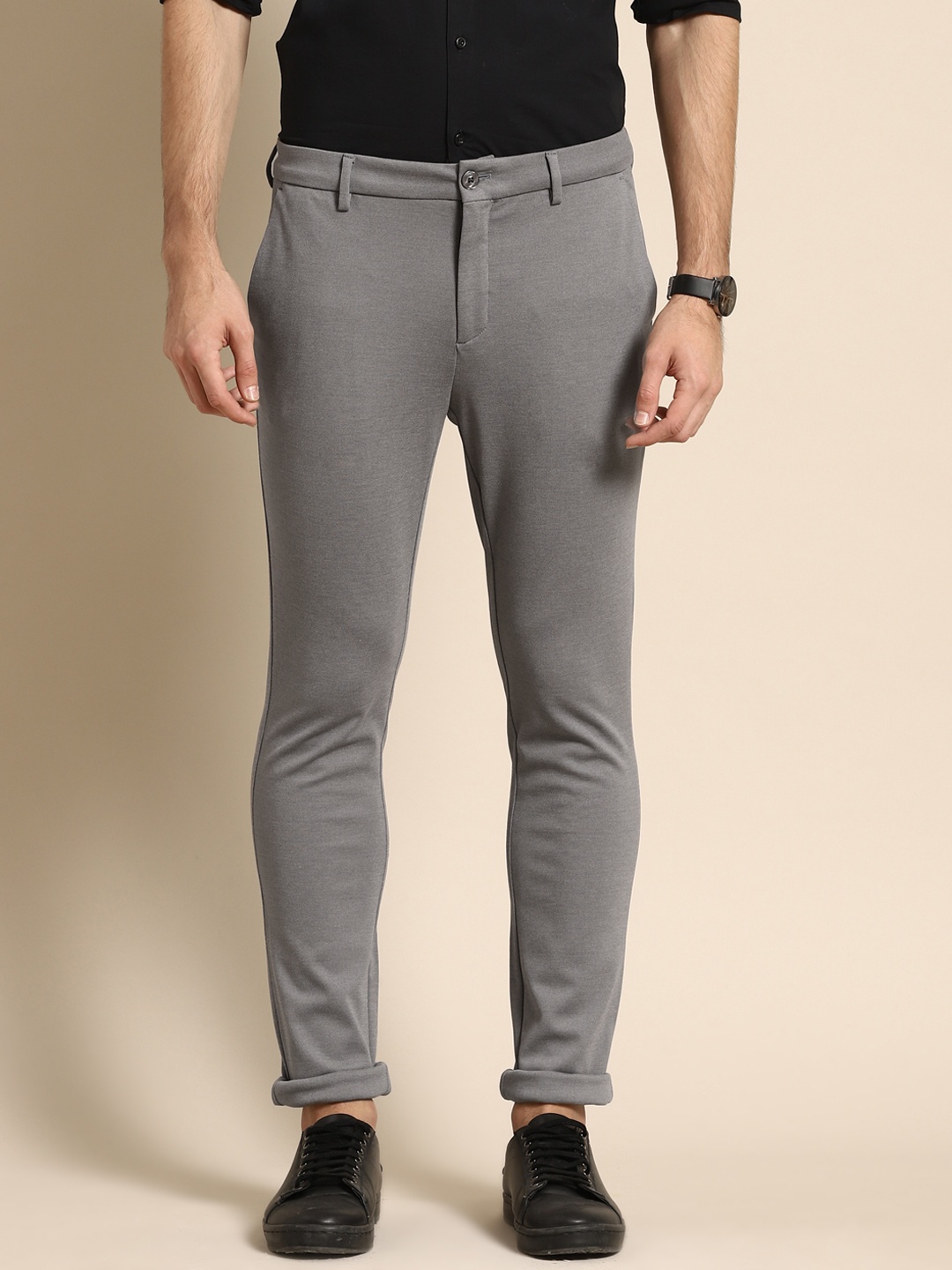 

United Colors of Benetton Men Grey Slim Fit Trousers