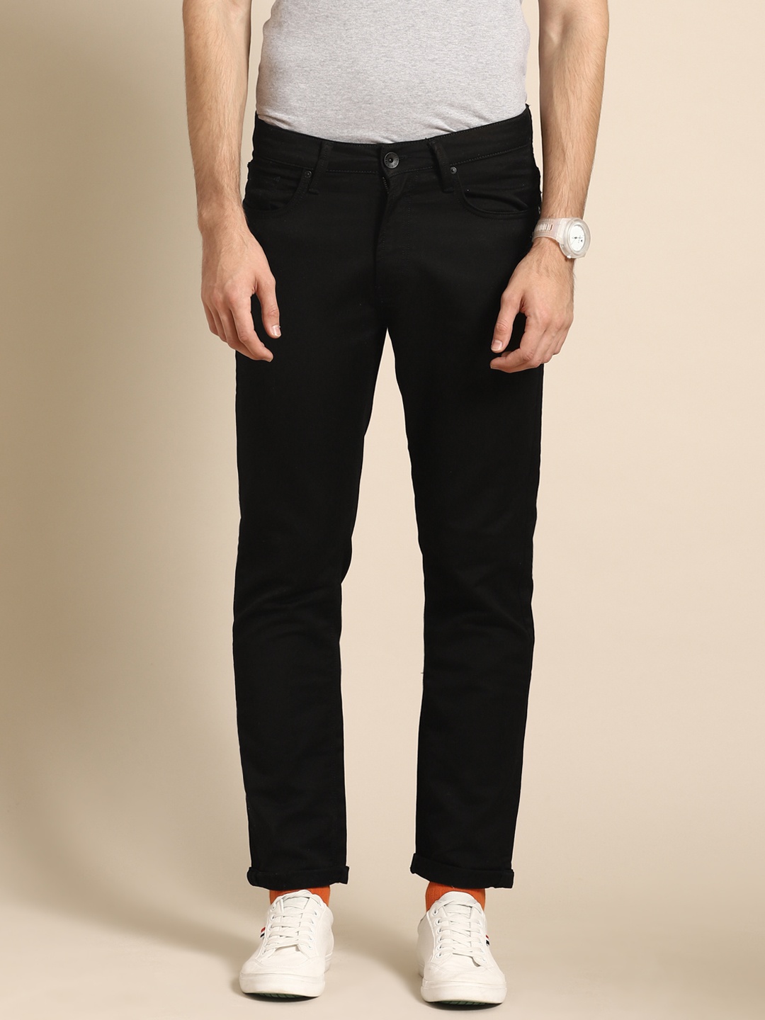 

United Colors of Benetton Men Black Slim Straight Fit Stretchable Jeans