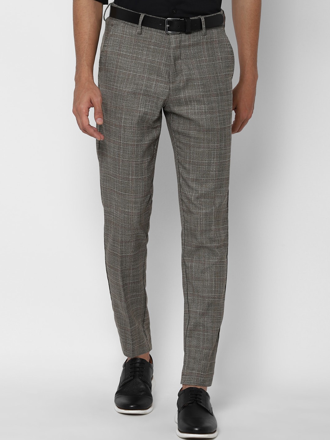 

Allen Solly Men Grey Checked Slim Fit Formal Trousers