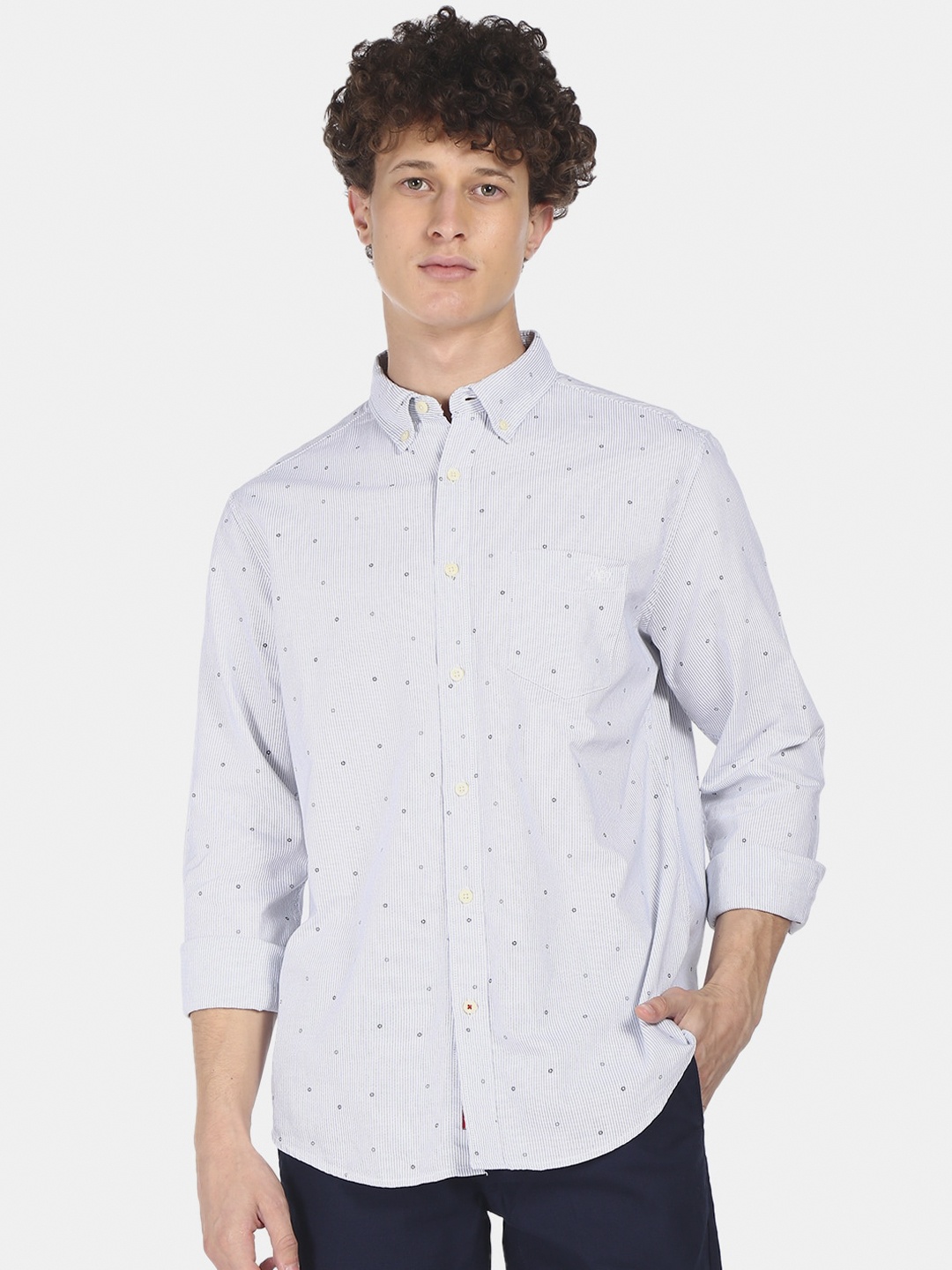 

Aeropostale Men White Opaque Printed Casual Shirt