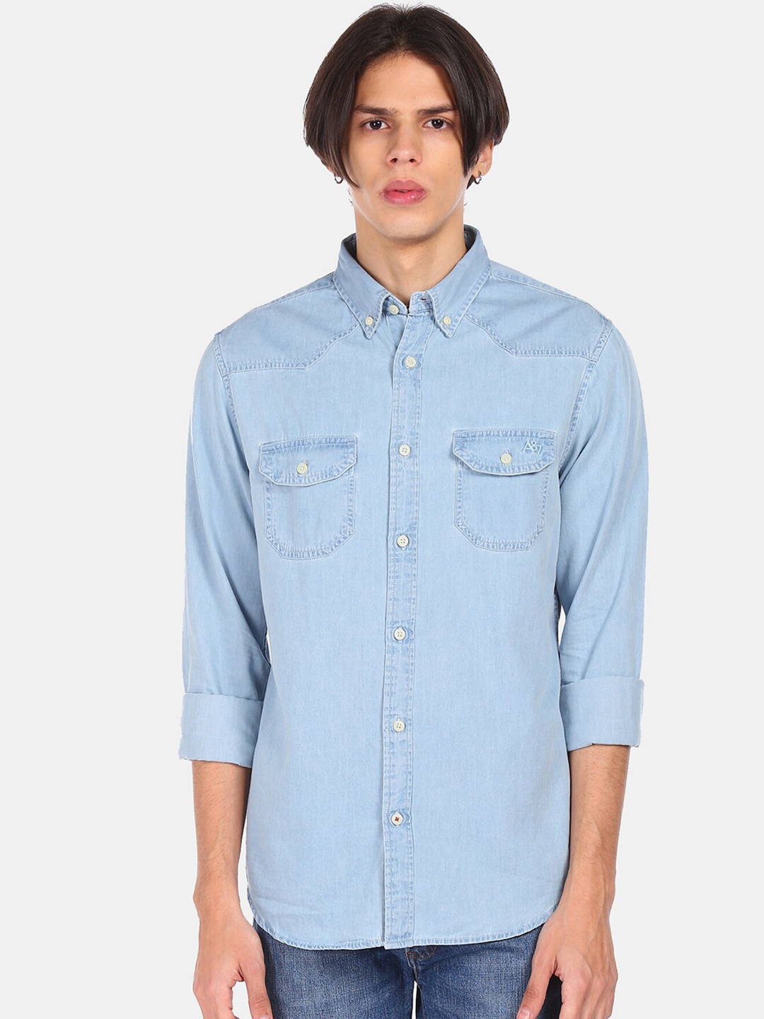 

Aeropostale Men Blue Opaque Casual Shirt