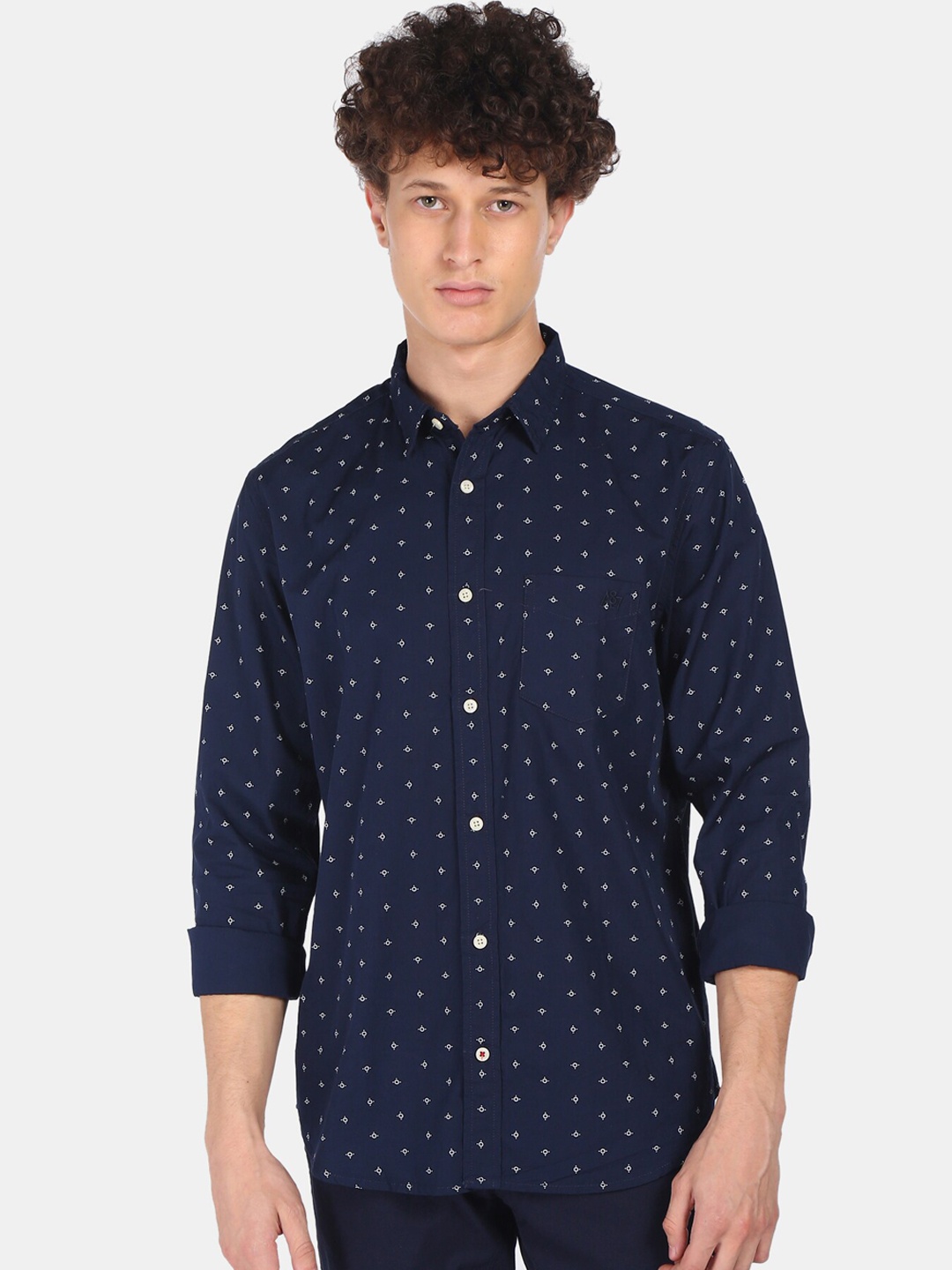 

Aeropostale Men Navy Blue Printed Casual Shirt