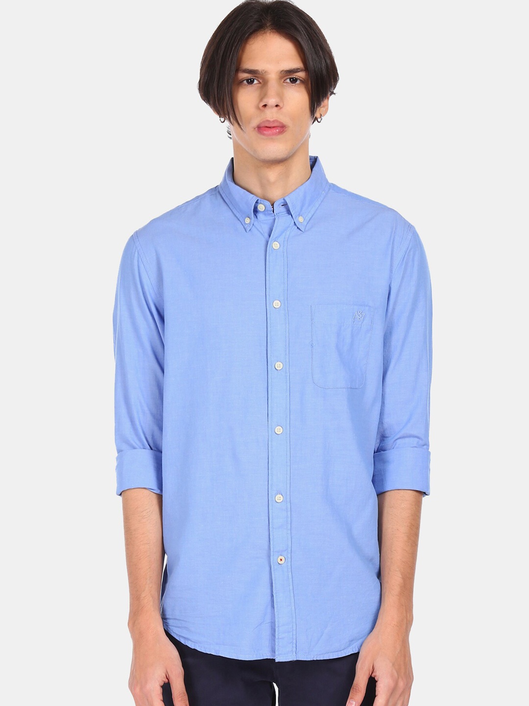 

Aeropostale Men Blue Opaque Casual Shirt