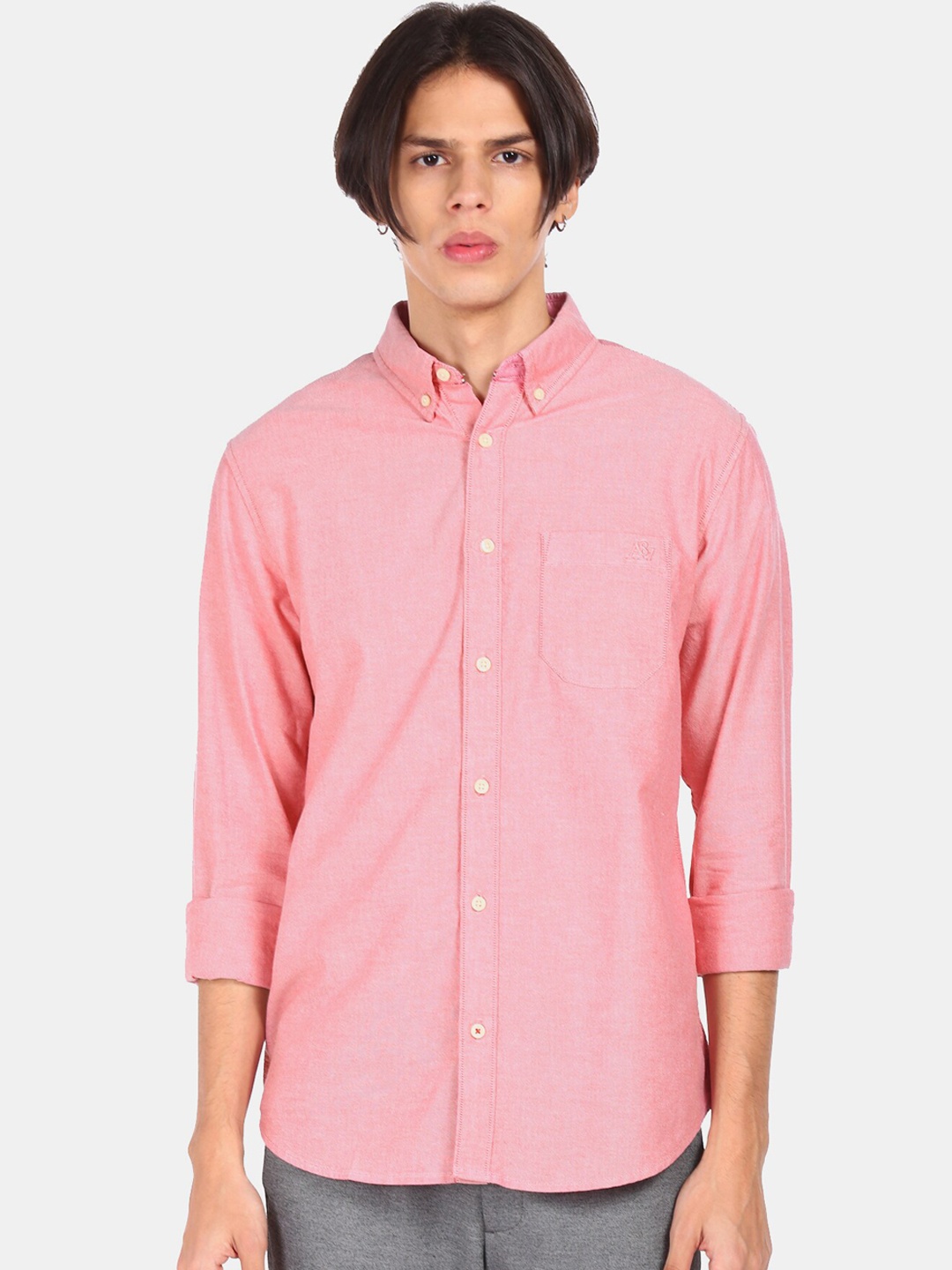 

Aeropostale Men Pink Opaque Casual Shirt