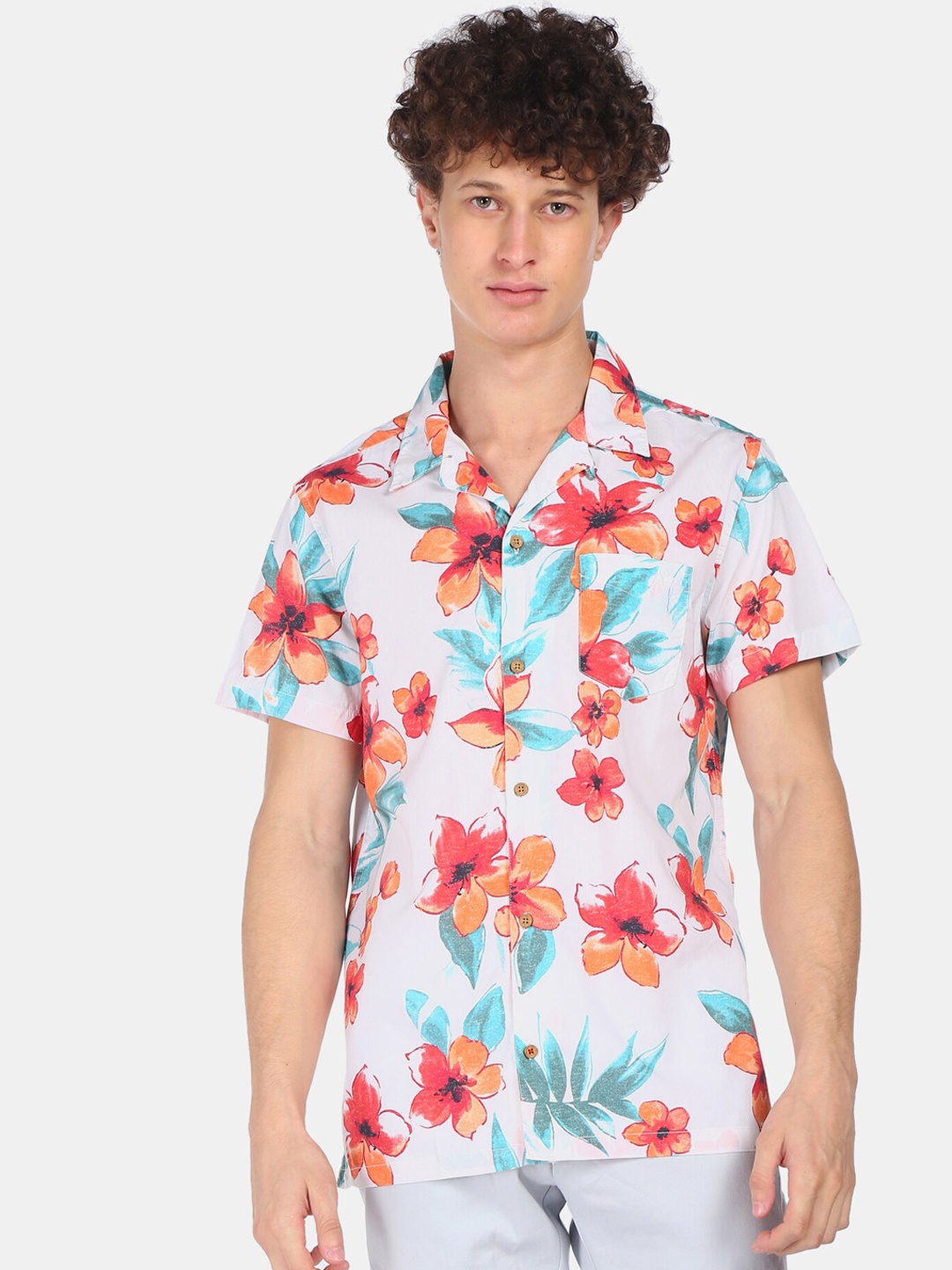 

Aeropostale Men White Floral Opaque Printed Casual Shirt