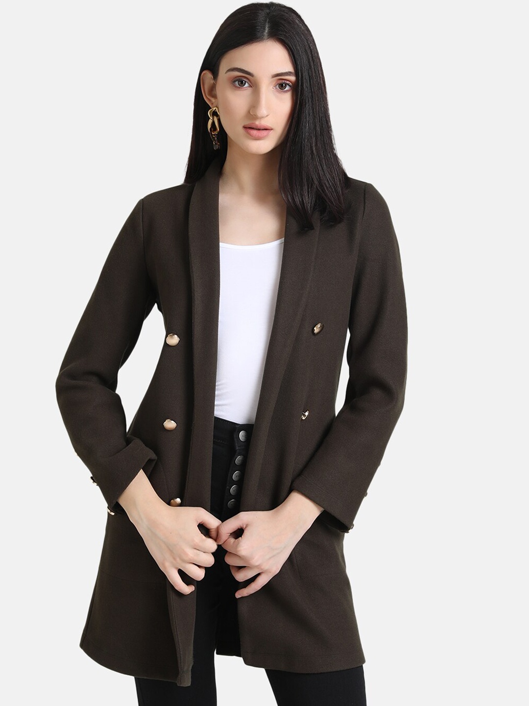 

Kazo Women Olive Solid Overcoat