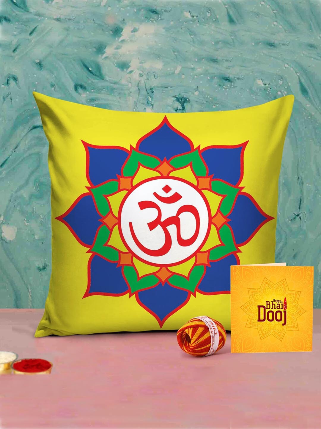 

TIED RIBBONS Bhai Dooj Special Printed Cushion Combo Gift Pack, Multi
