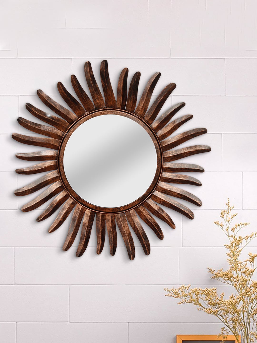 

eCraftIndia Brown Metal Handcrafted Wall Mirror