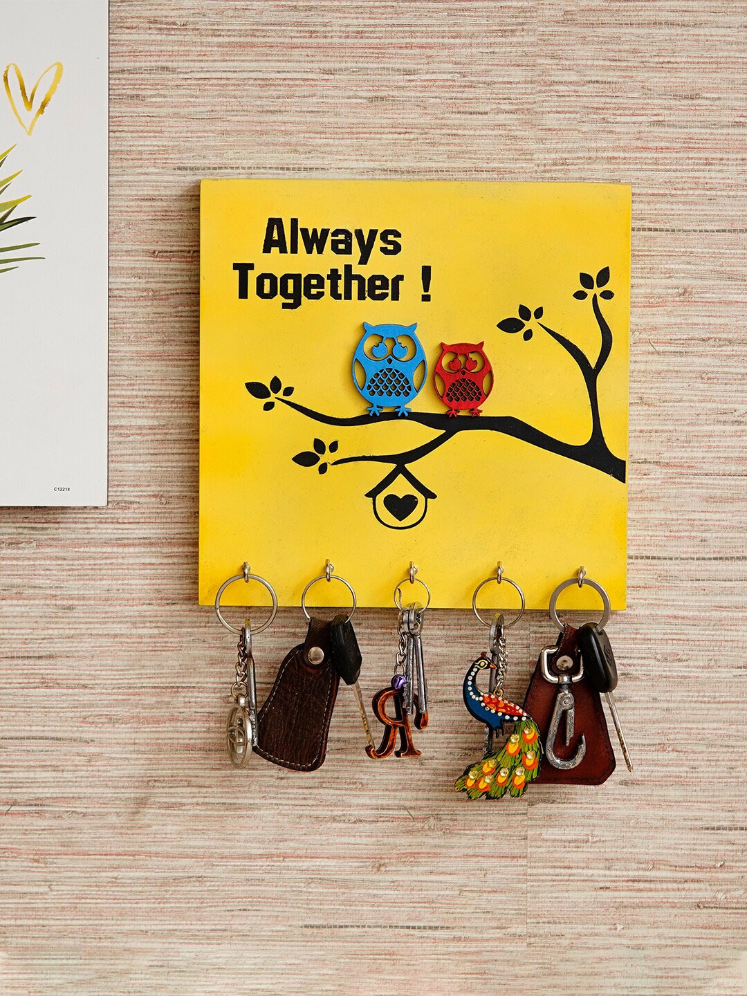 

eCraftIndia Yellow & Black Key Holder With 5 Hooks