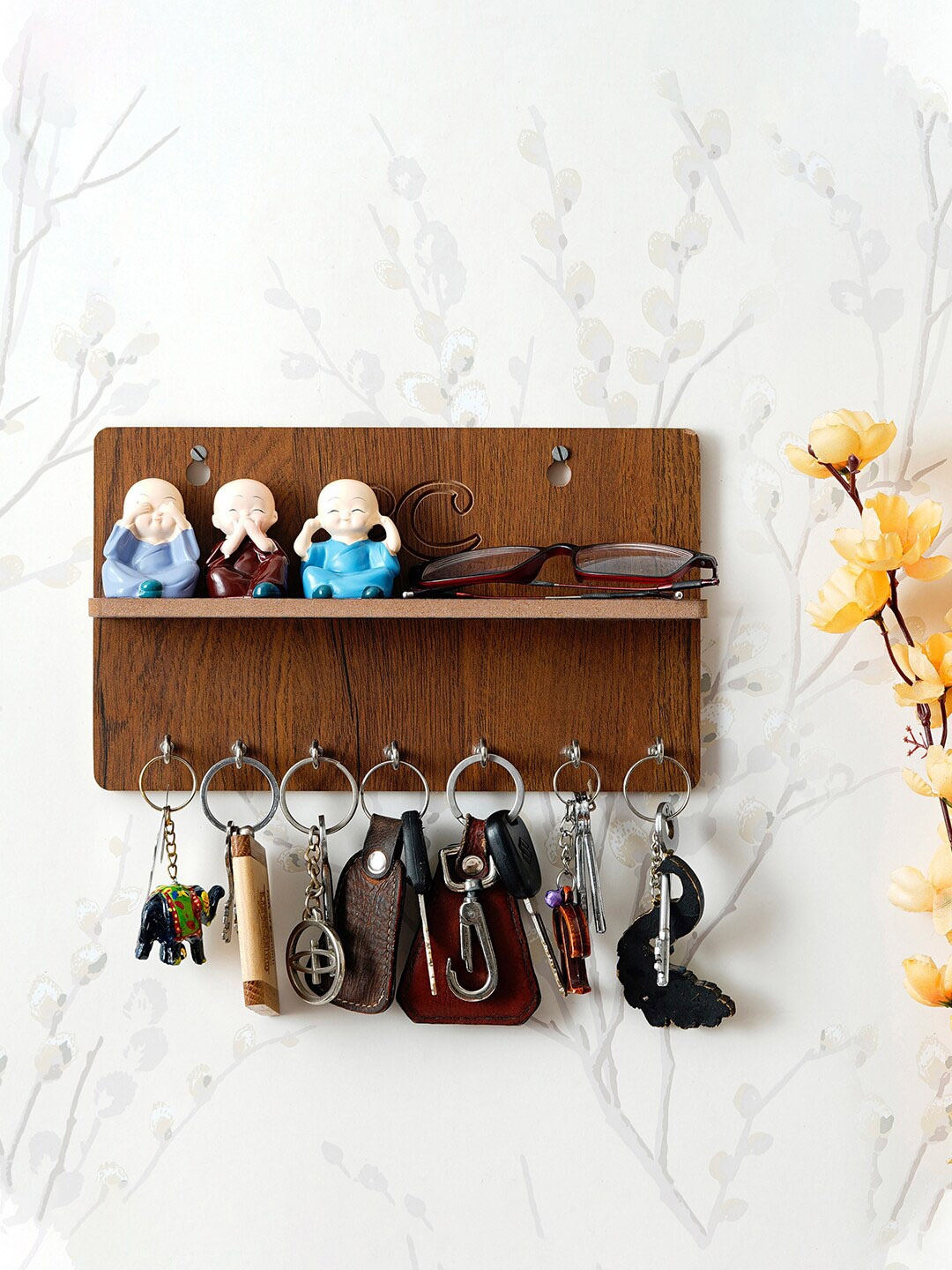 

eCraftIndia Brown Wooden Key Holder With 7 Hooks