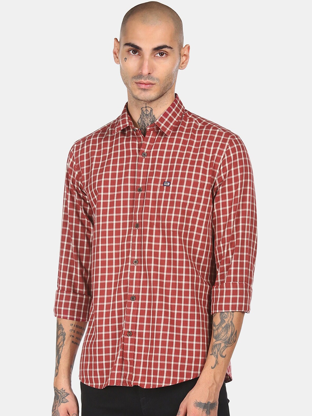 

Arrow Sport Men Red Opaque Checked Casual Shirt
