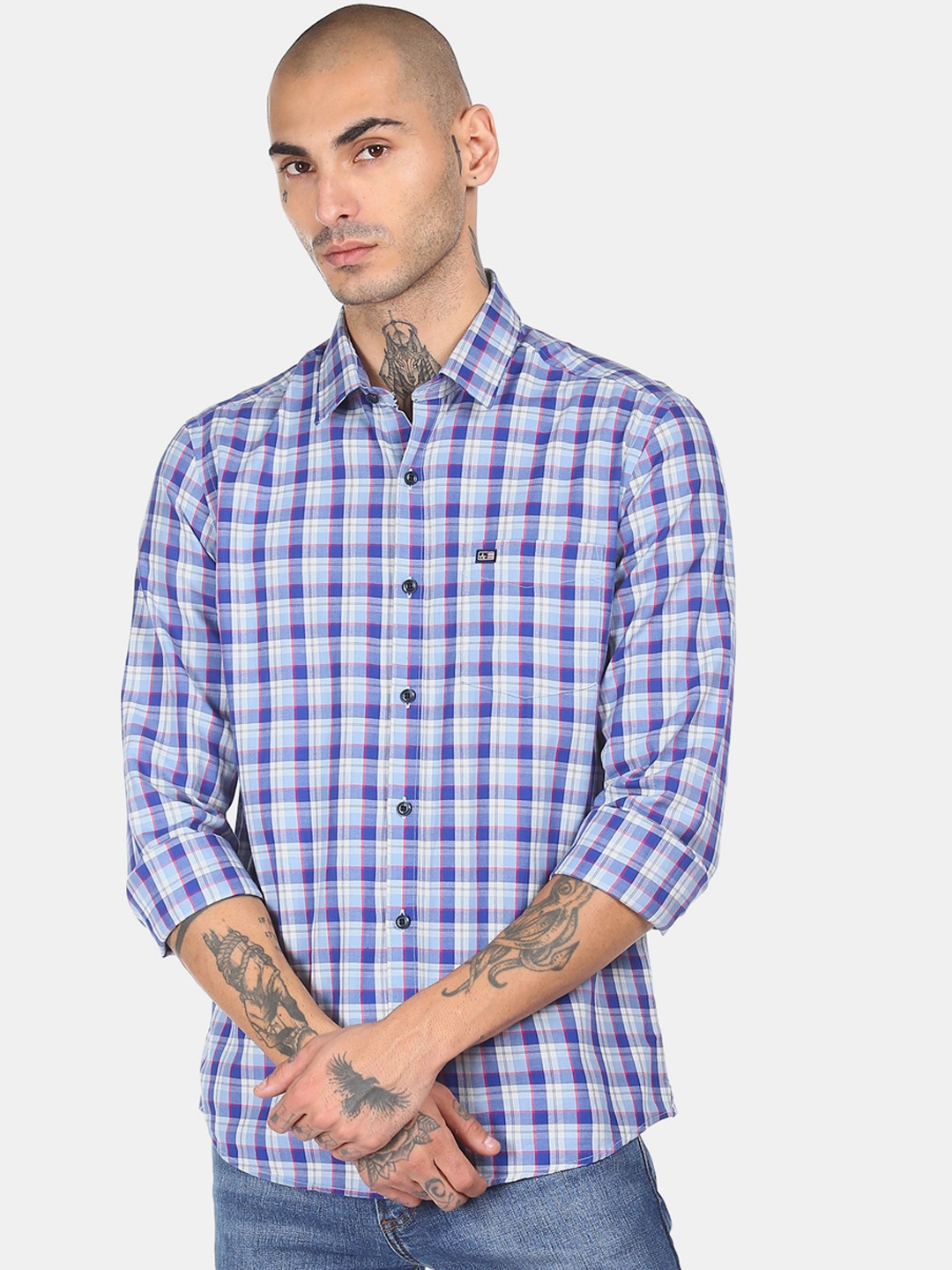 

Arrow Sport Men Blue Tartan Checks Opaque Checked Casual Shirt