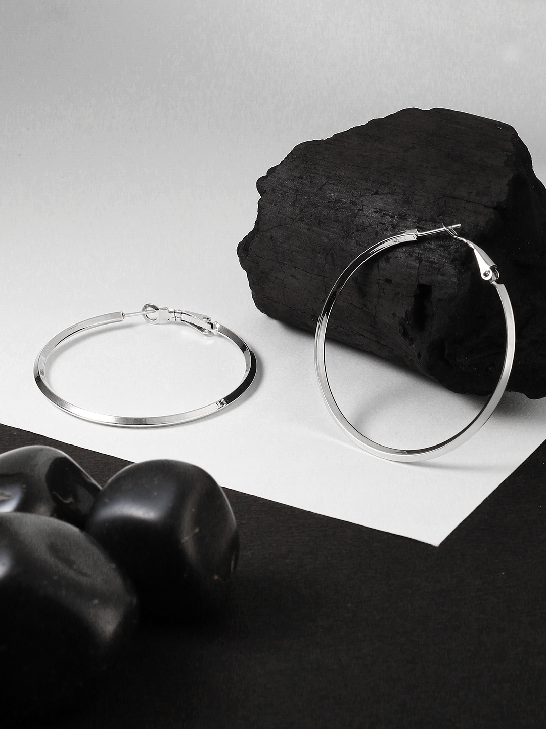 

Adwitiya Collection Silver-Plated Circular Hoop Earrings