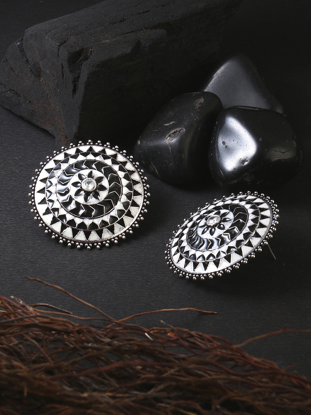 

Adwitiya Collection Silver-Toned Floral Studs Earrings