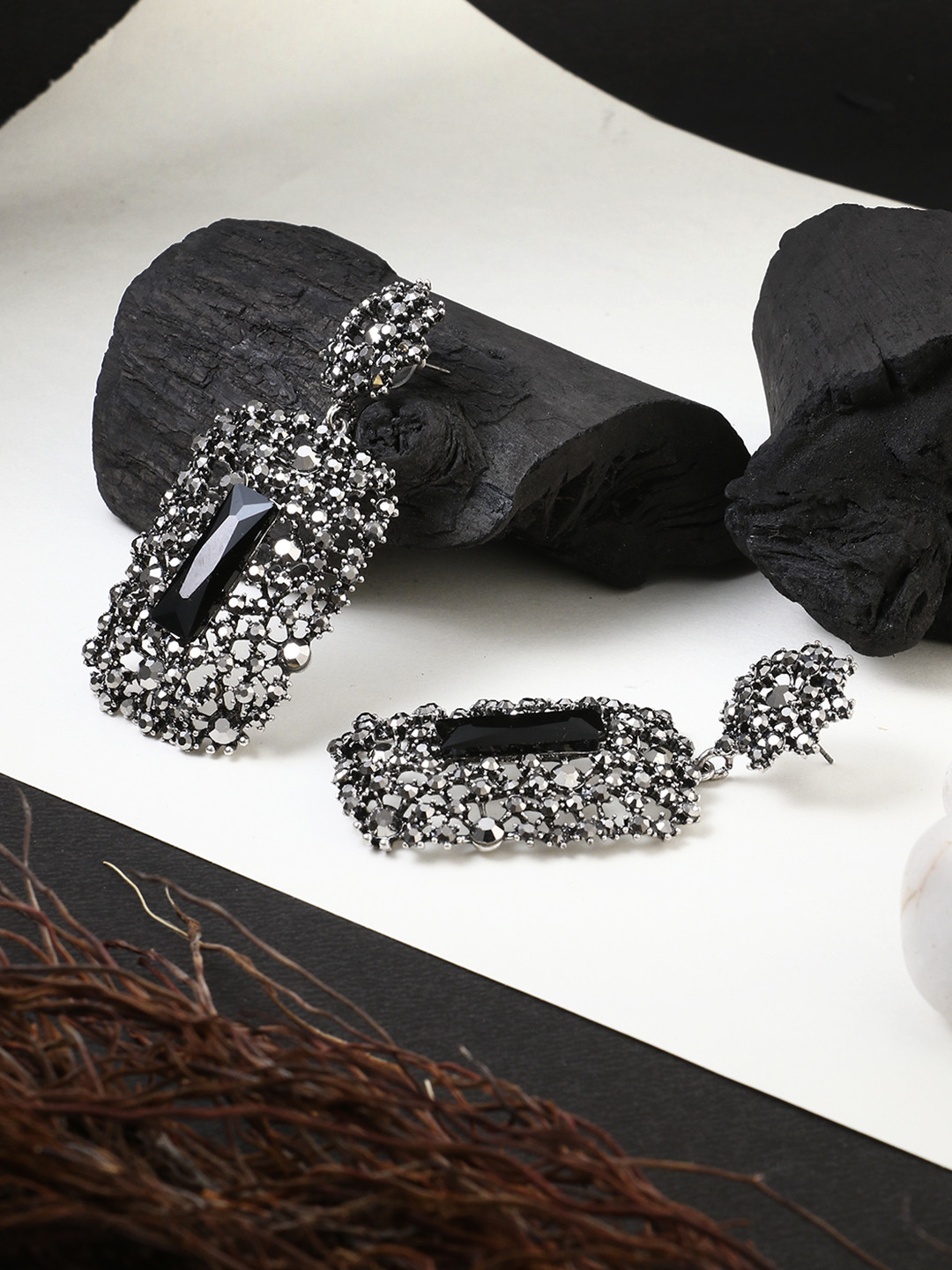 

Adwitiya Collection Gold-Toned Geometric Drop Earrings