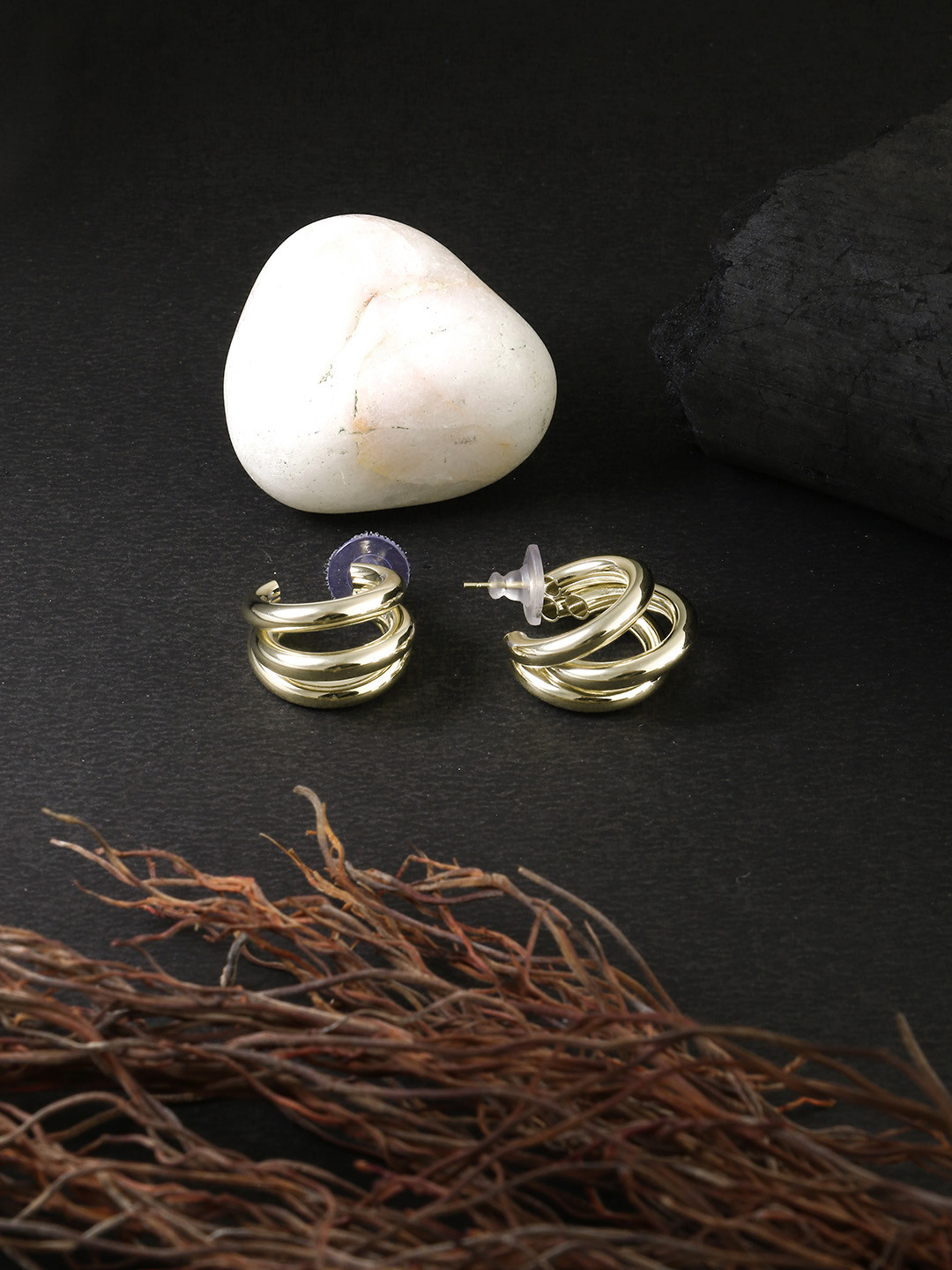 

Adwitiya Collection Gold-Toned Classic Studs Earrings