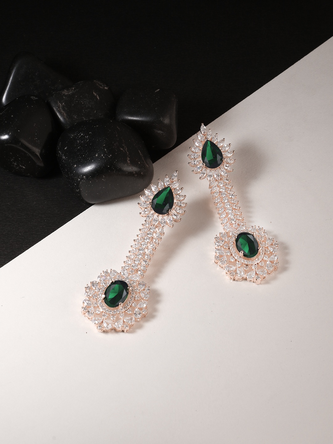 

Adwitiya Collection Rose Teardrop Shaped Drop Earrings