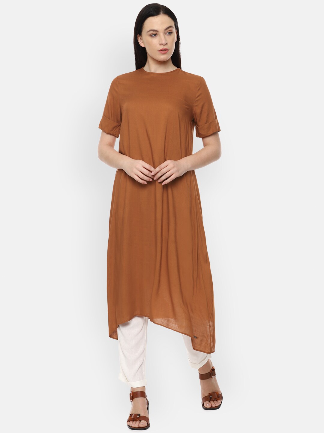 

Van Heusen Woman Brown Viscose Rayon Tunic