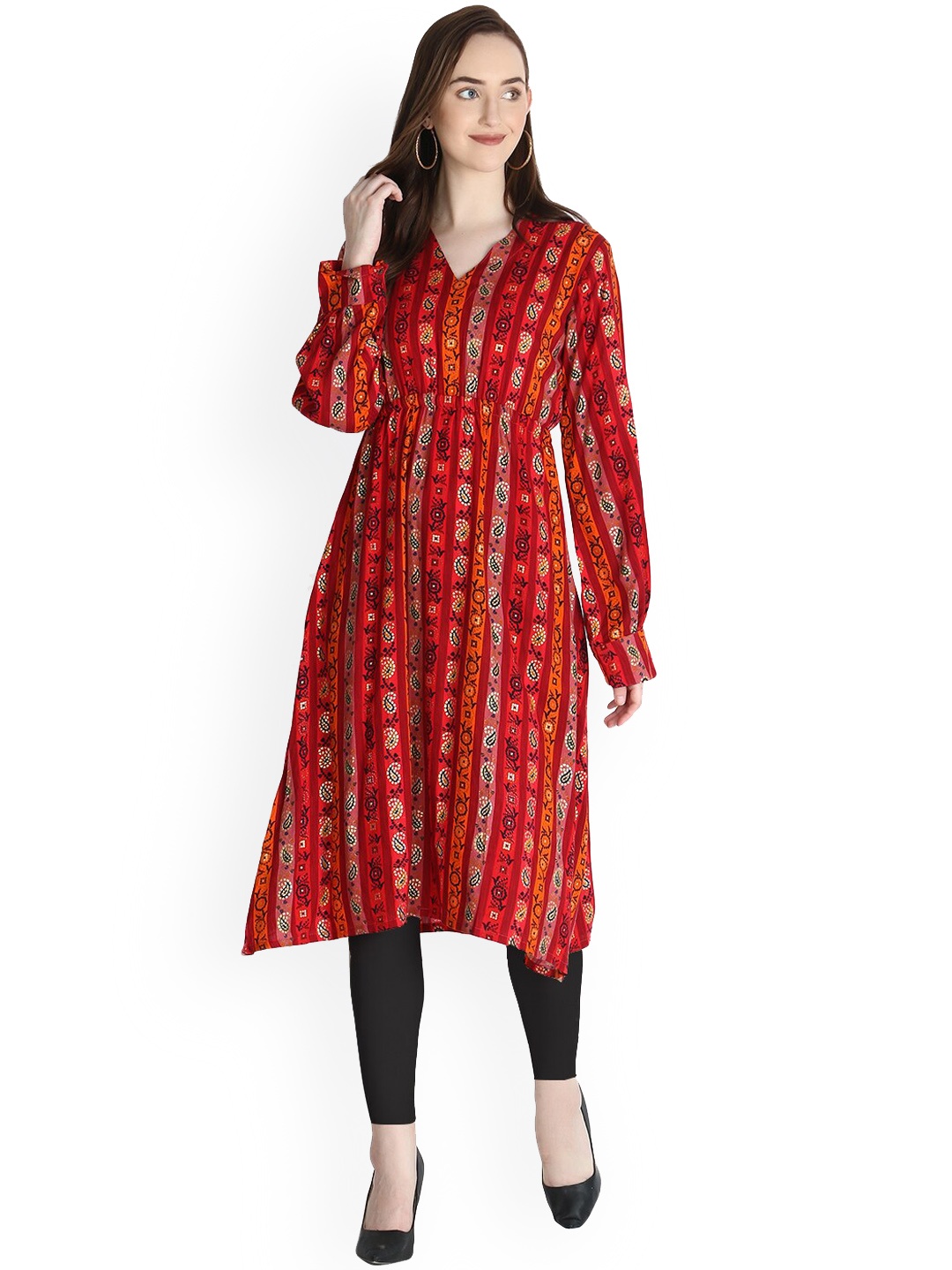 

OM SAI LATEST CREATION Women Maroon Ethnic Motifs Printed Kurta