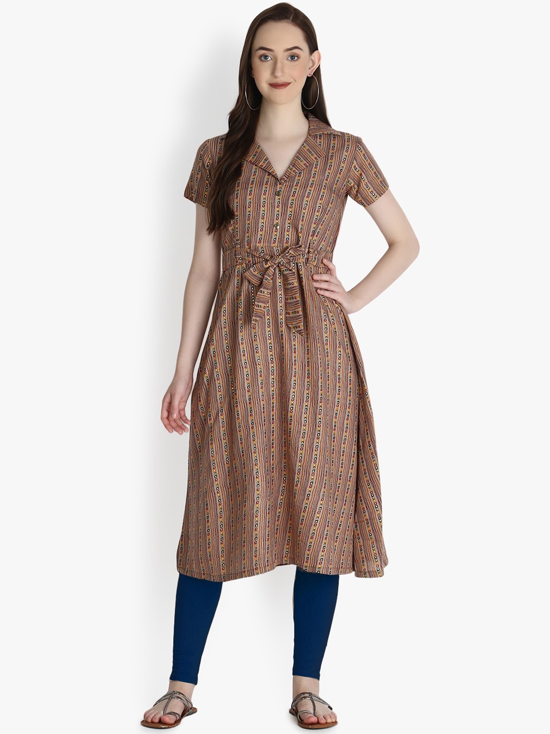 

OM SAI LATEST CREATION Women Coffee Brown Thread Work Kurta