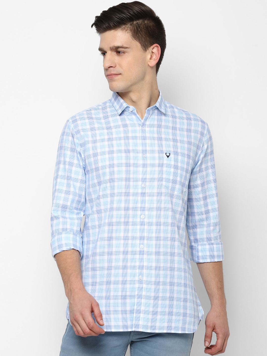 

Allen Solly Men Blue Slim Fit Opaque Checked Casual Shirt