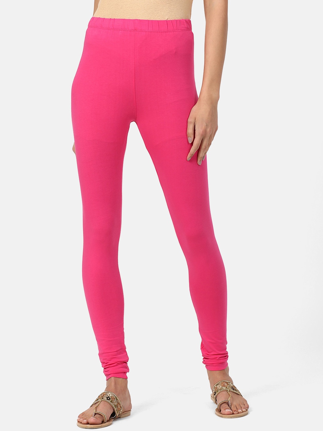 

V2 Value & Variety Women Pink Solid Cotton Churidar Length Leggings