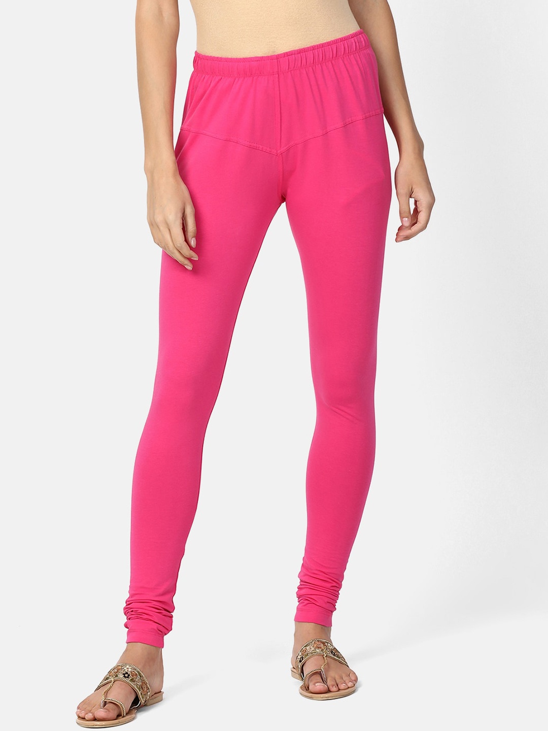 

V2 Value & Variety Women Magenta Solid Churidar-Length Cotton Leggings