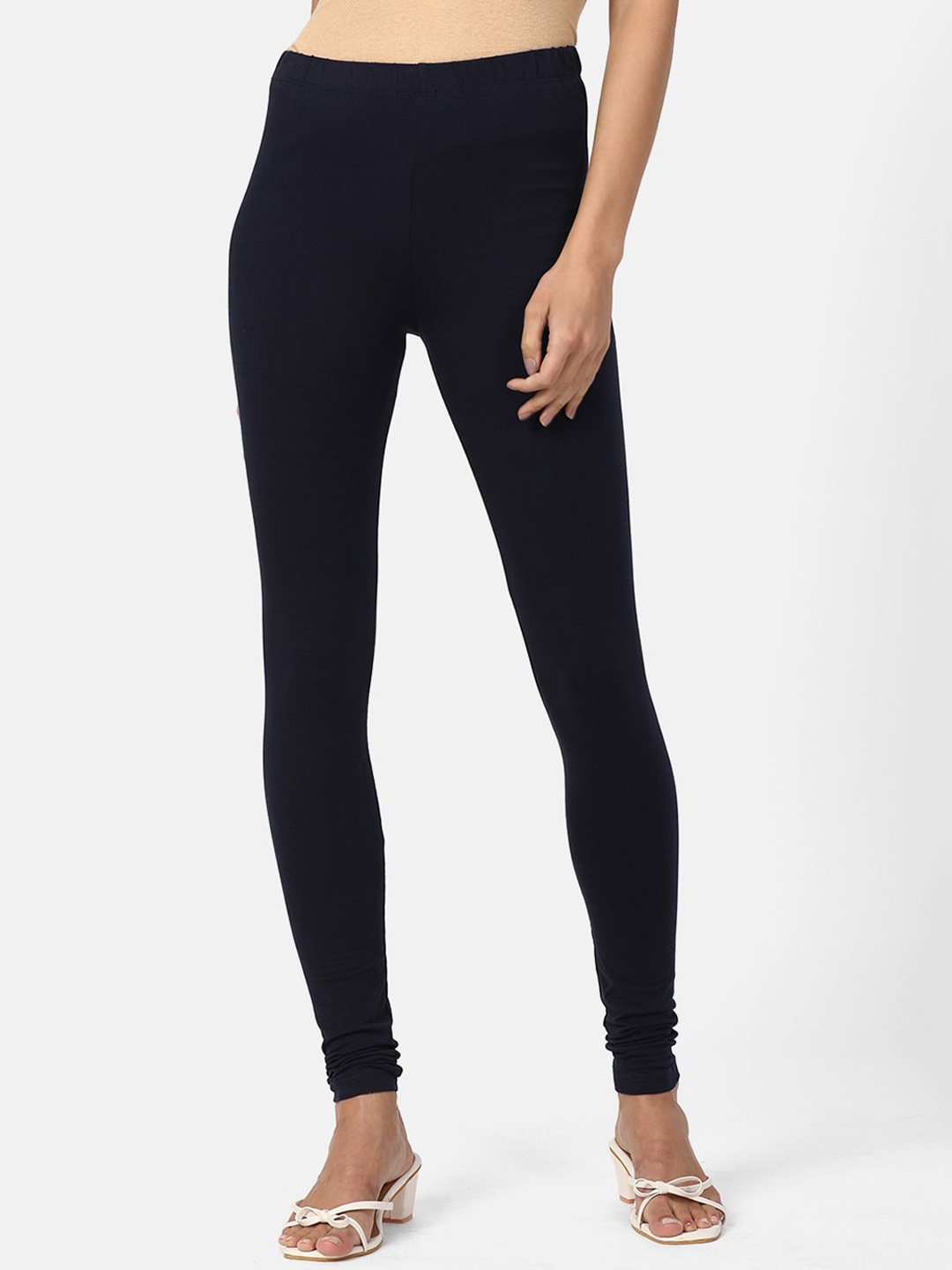 

V2 Value & Variety Women Navy Blue Solid Cotton Churidar-Length Leggings