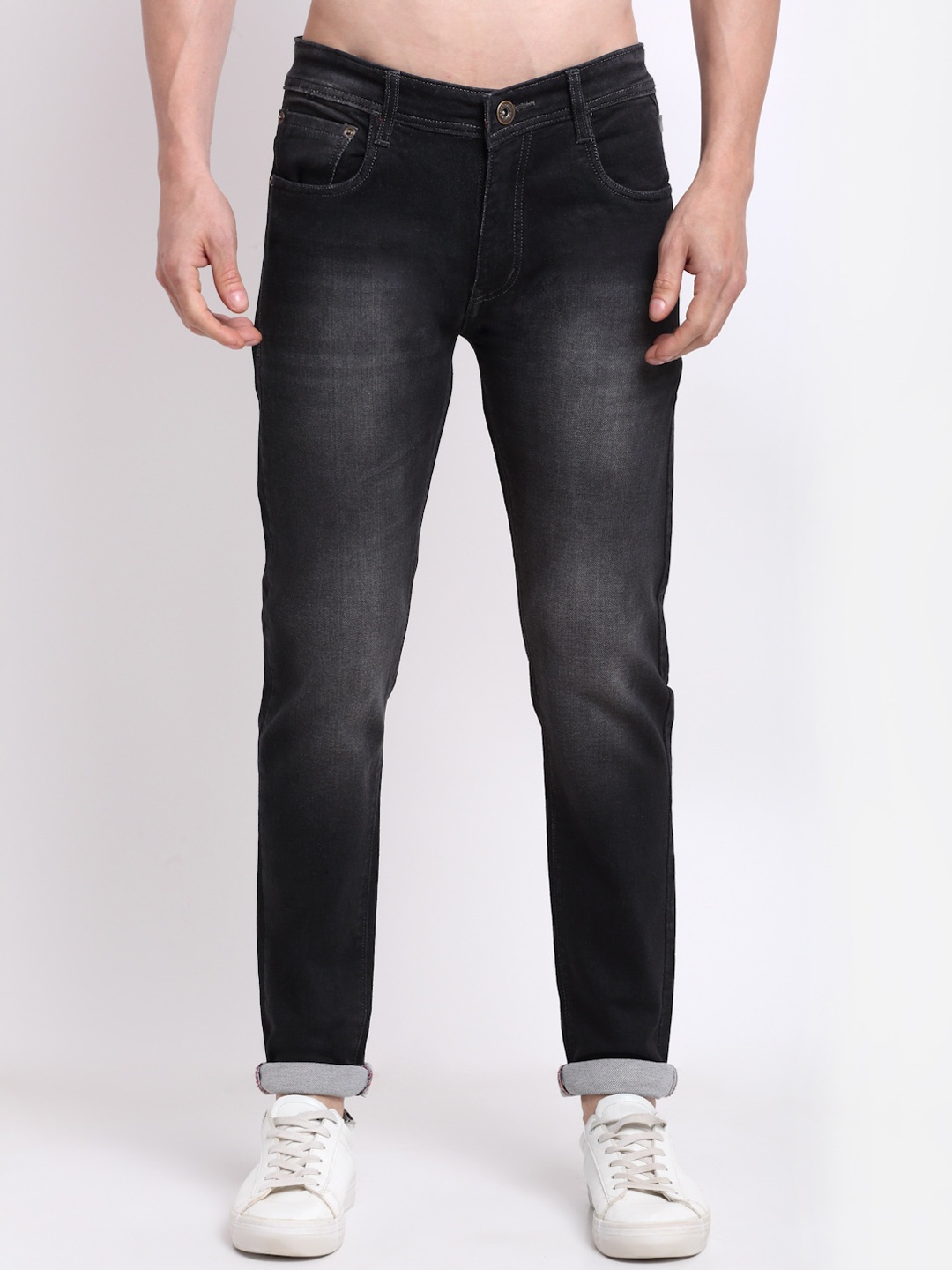 

Rodamo Men Black Slim Fit Heavy Fade Stretchable Jeans