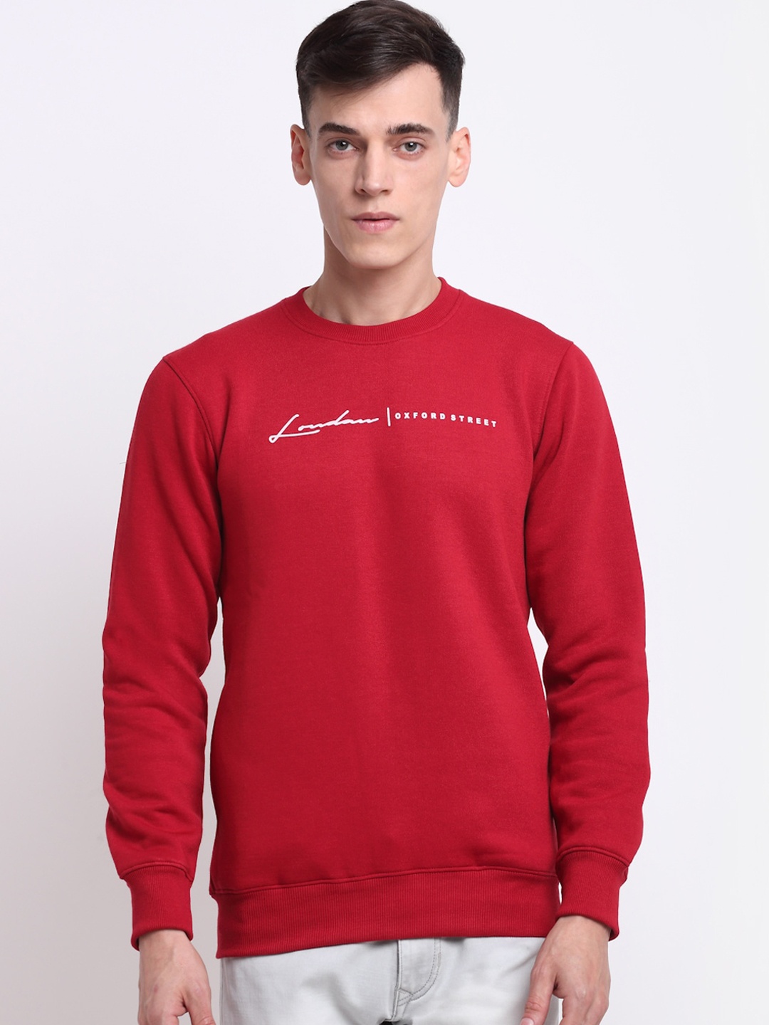 

Rodamo Men Red Printed Sweatshirt