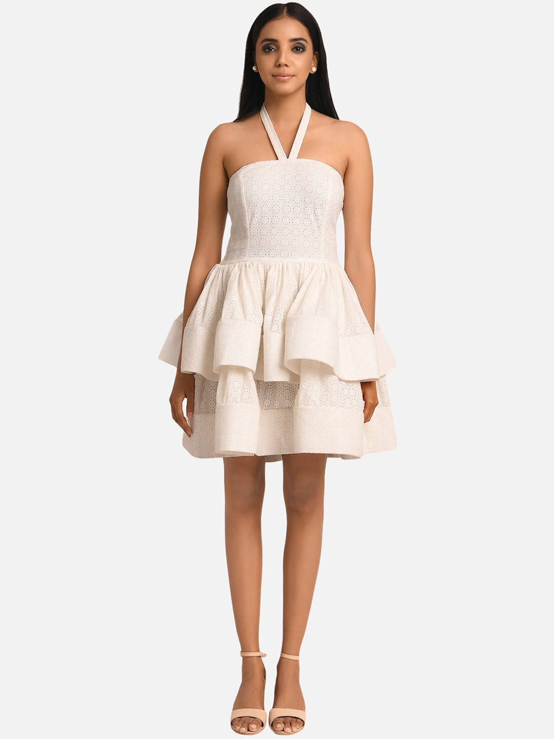

ATTIC SALT White Halter Neck Dress