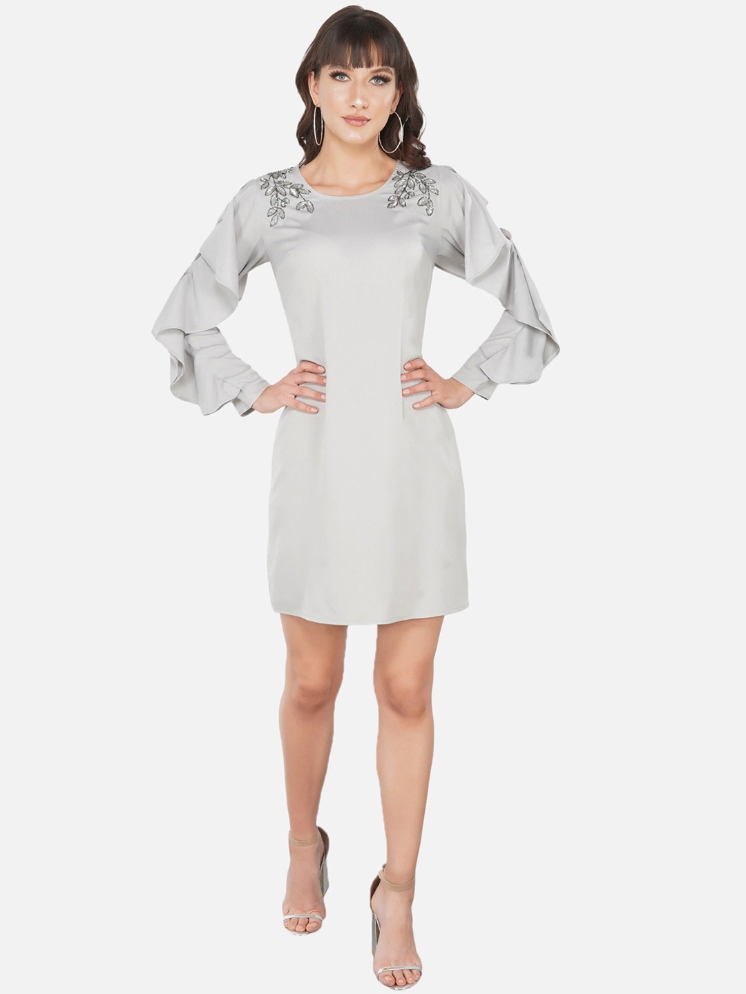 

ATTIC SALT Grey Georgette A-Line Dress