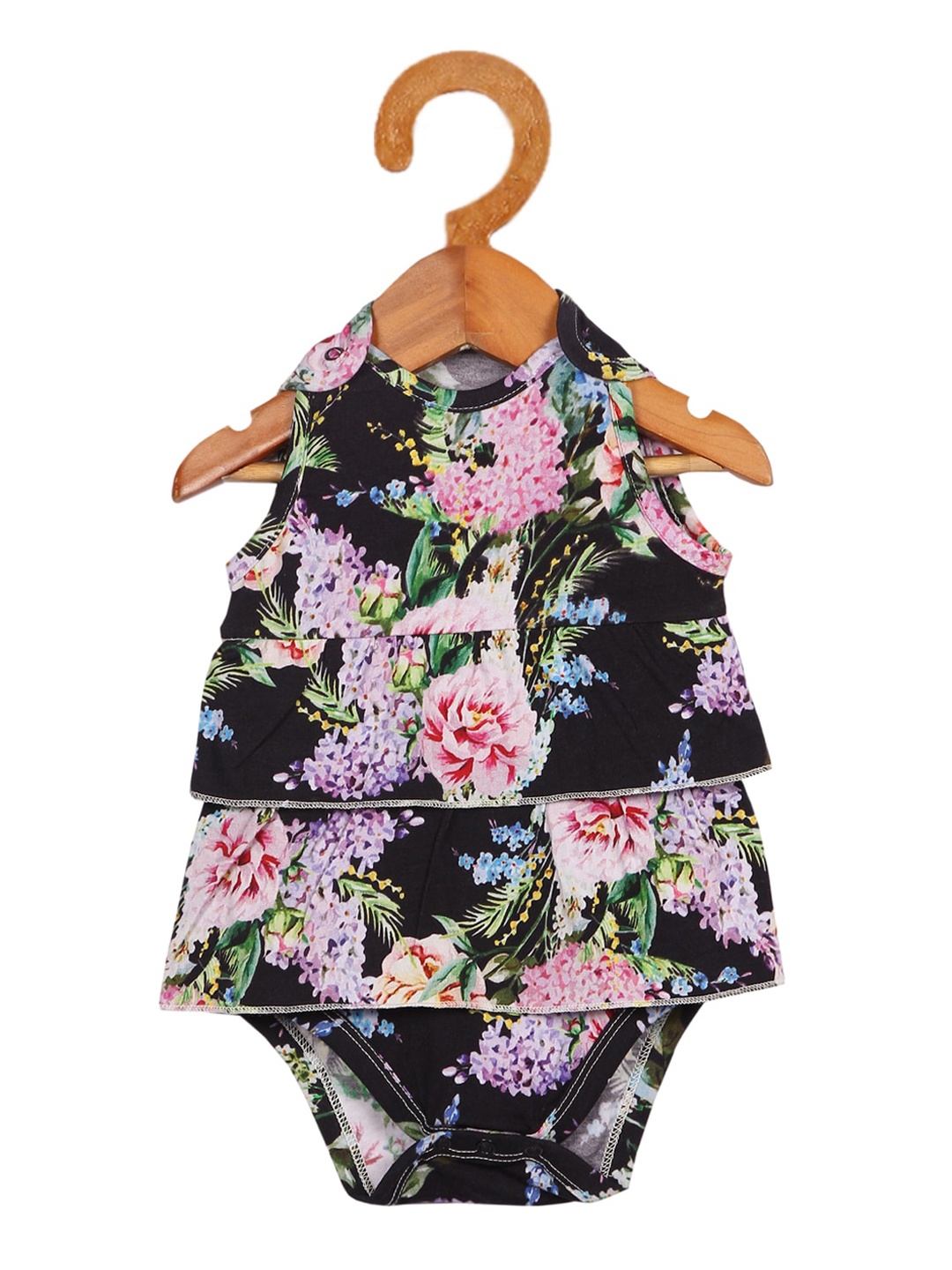 

Nino Bambino Multicoloured Floral Organic Cotton A-Line Printed Bodysuit, Multi