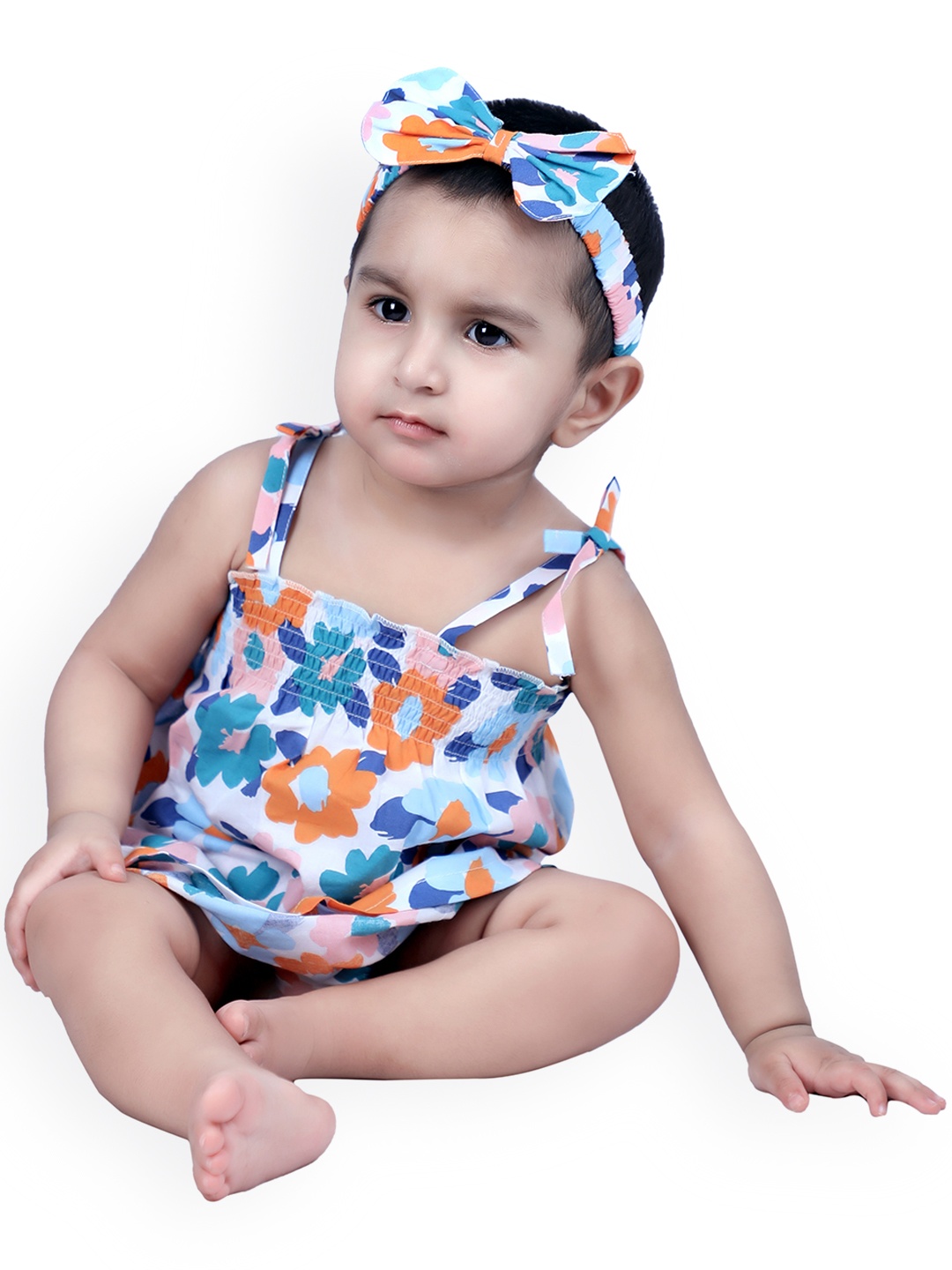 

Nino Bambino Girls Multicoloured Floral Printed Organic Cotton Dress, Multi