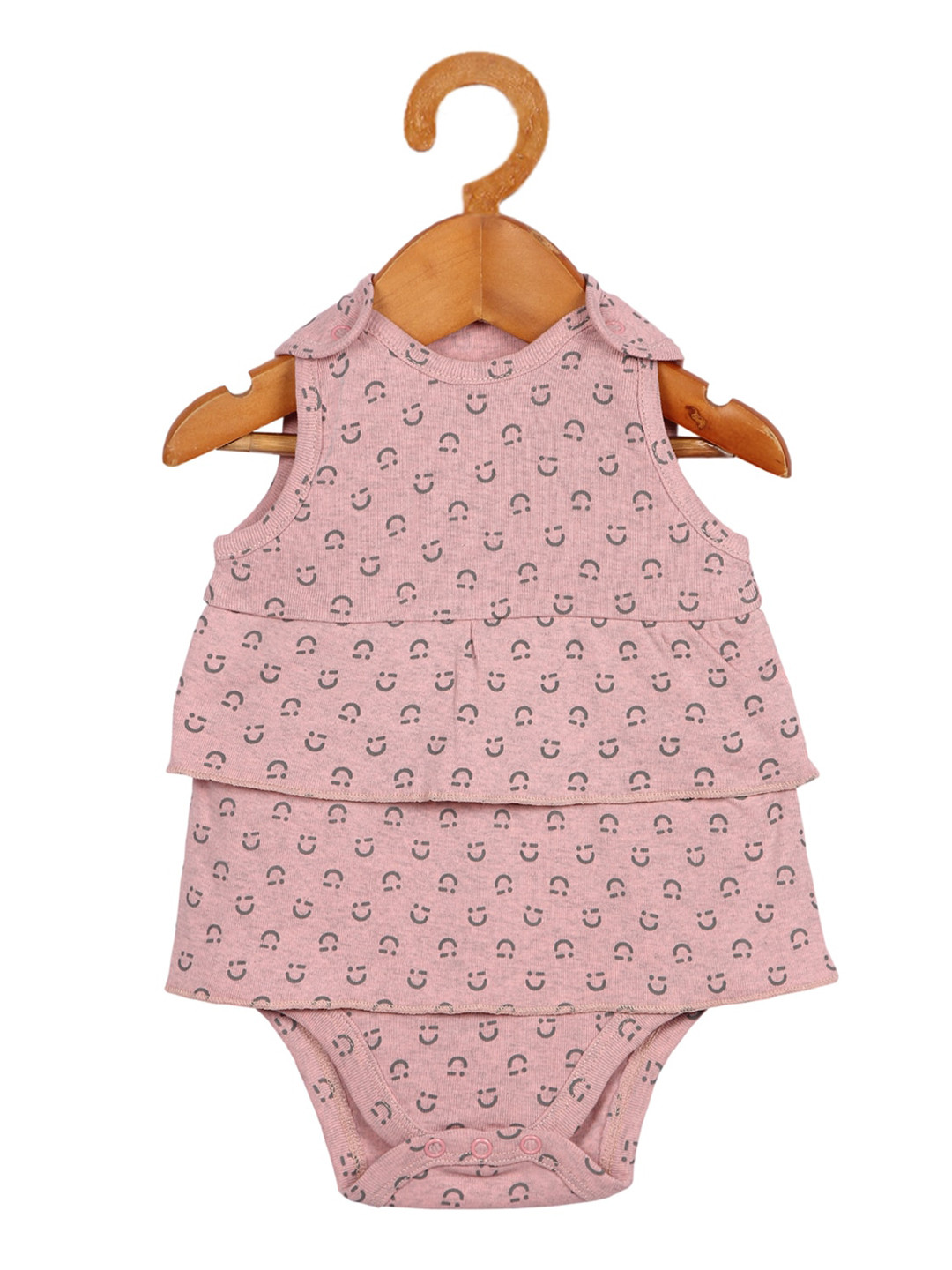 

Nino Bambino Pink Organic Cotton A-Line Printed Bodysuit