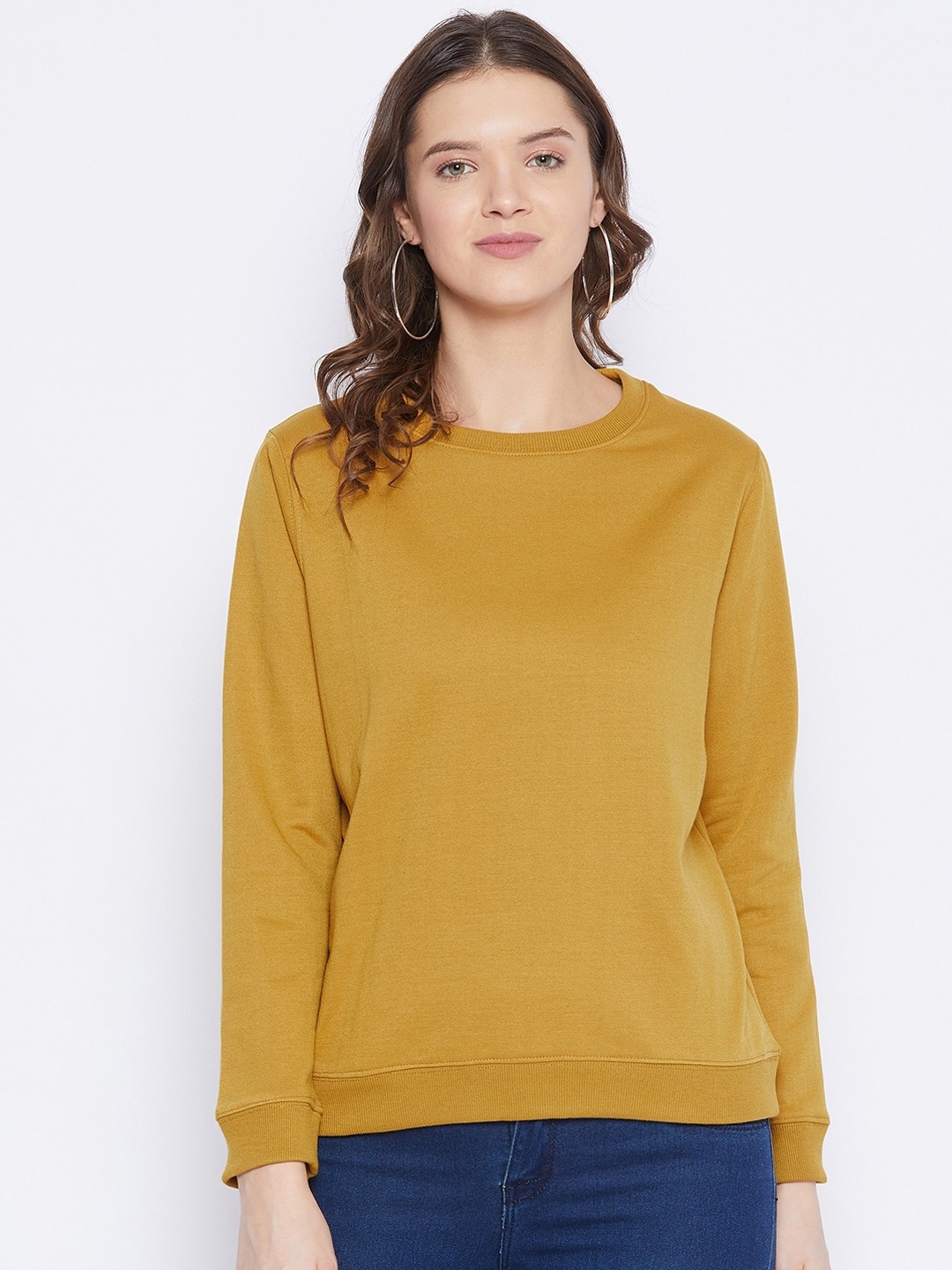 

FRENCH FLEXIOUS Women Mustard Solid Sweatshirt