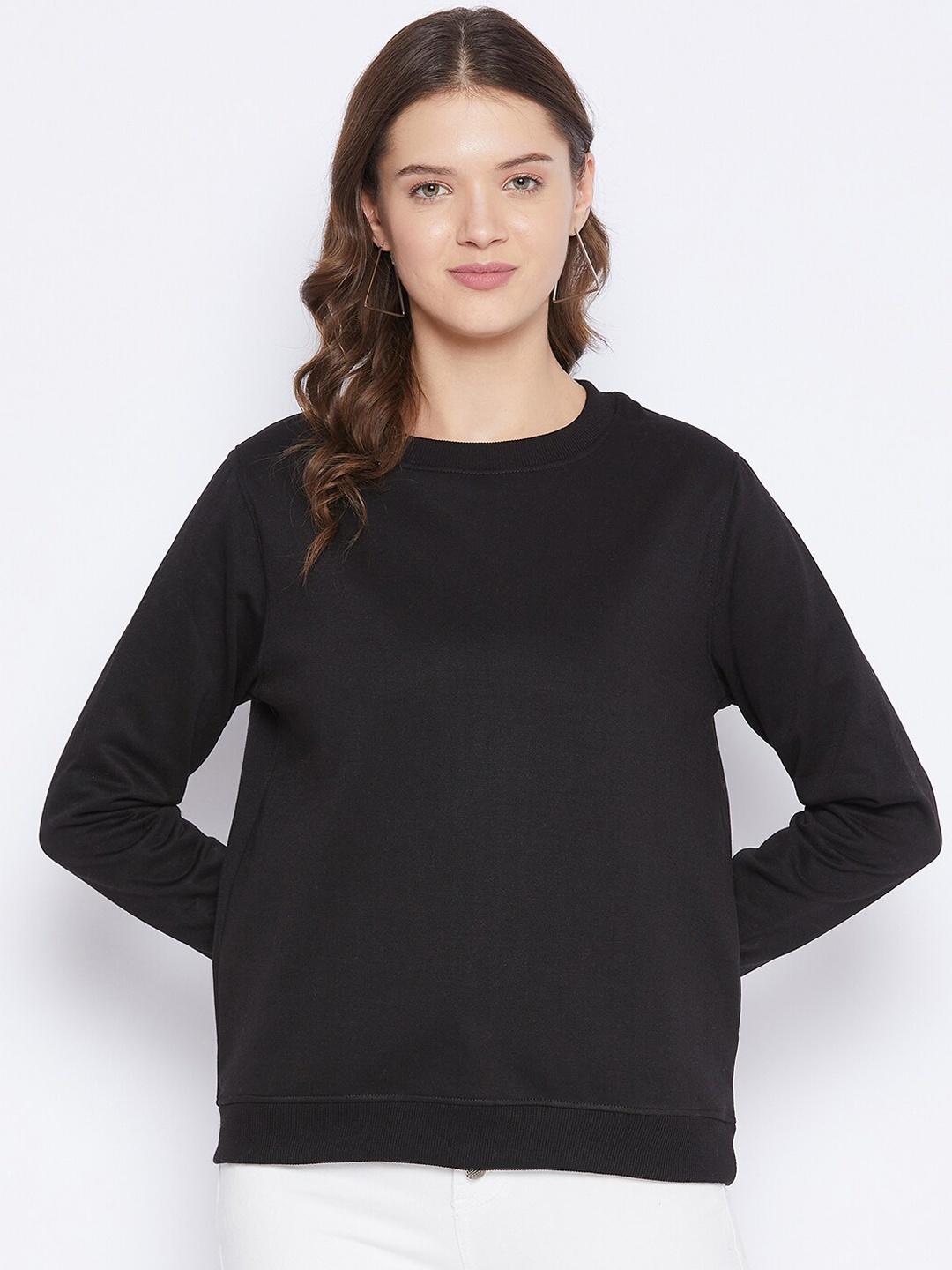 

FRENCH FLEXIOUS Women Black Solid Sweatshirt