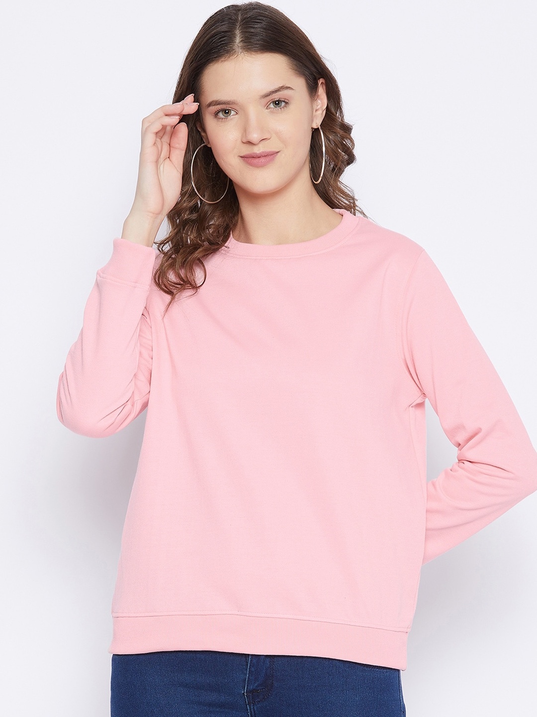 

FRENCH FLEXIOUS Women Peach Solid Sweatshirt