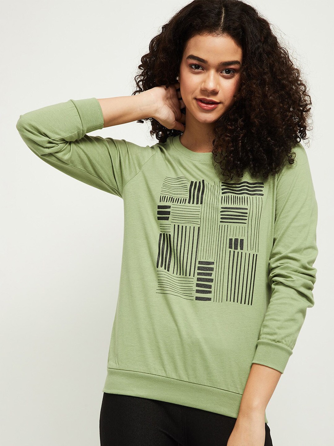 

max Women Green Printed T-shirt